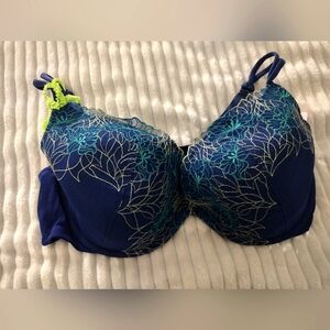 Cacique Blue and Green Plunge Bra 40DDD